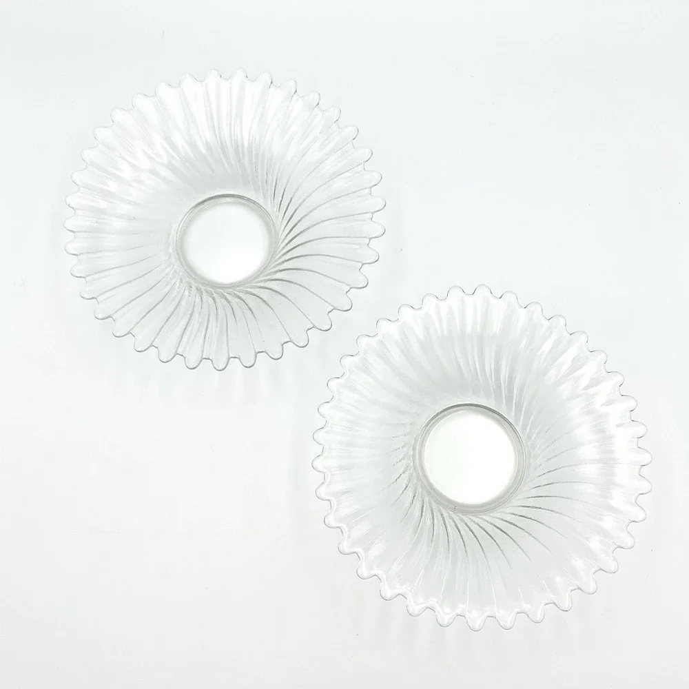 Vintage‎ Clear Swirl Glass Votive Candle Holders Set of 2 5.75